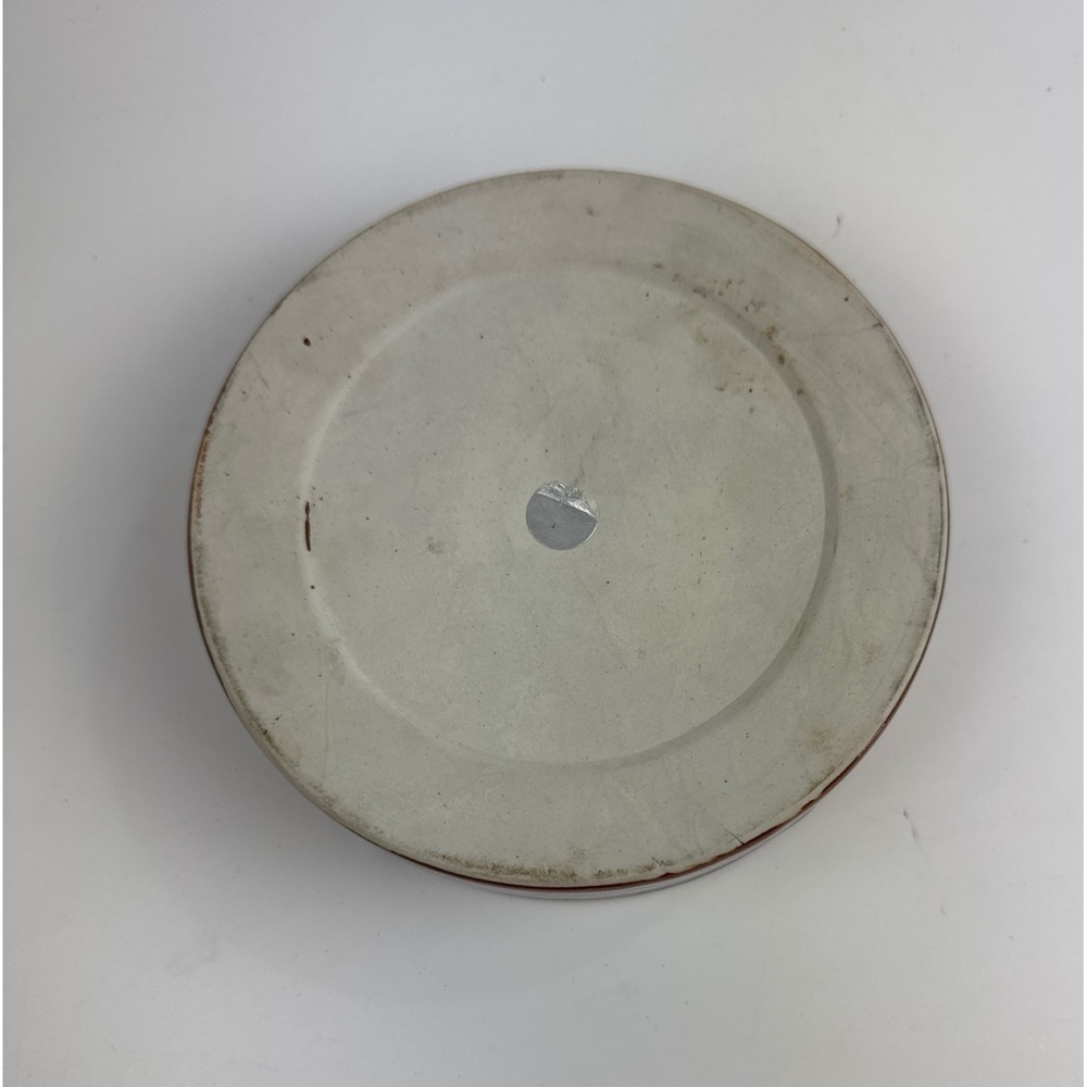 Vintage Mid-Century Modern Ceramic Ashtray Red Brown Striped Glazed Round 5 in - Picture 3 of 8